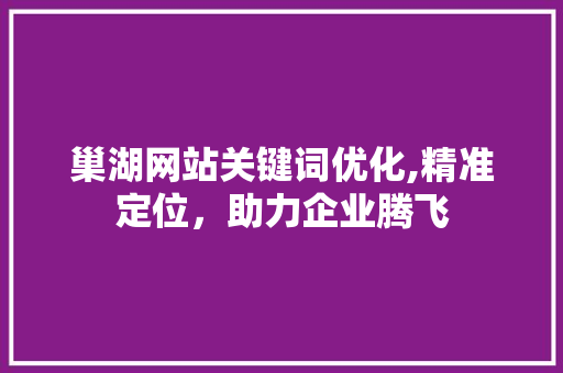 巢湖网站关键词优化,精准定位，助力企业腾飞