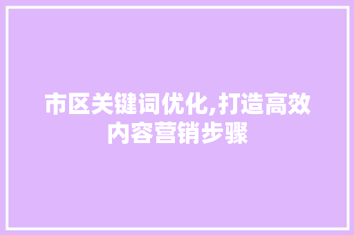 市区关键词优化,打造高效内容营销步骤