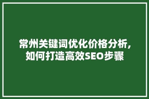 常州关键词优化价格分析,如何打造高效SEO步骤