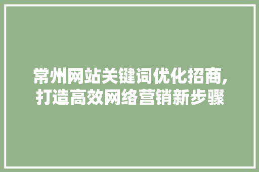 常州网站关键词优化招商,打造高效网络营销新步骤