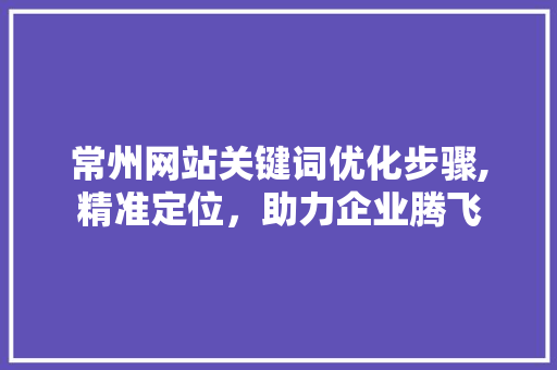 常州网站关键词优化步骤,精准定位，助力企业腾飞