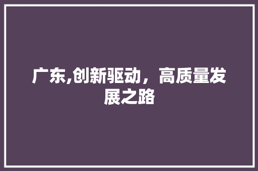 广东,创新驱动，高质量发展之路