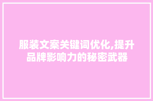 服装文案关键词优化,提升品牌影响力的秘密武器 网站建设