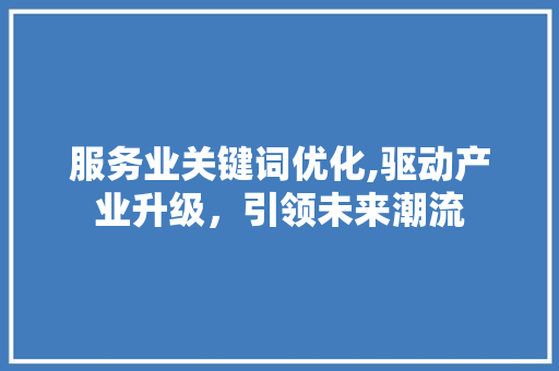 服务业关键词优化,驱动产业升级，引领未来潮流