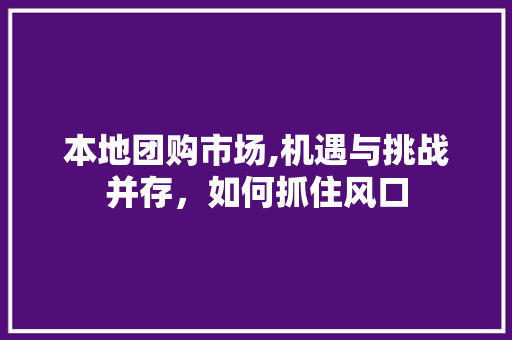本地团购市场,机遇与挑战并存，如何抓住风口