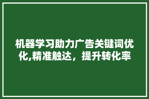 机器学习助力广告关键词优化,精准触达，提升转化率