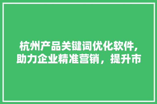 杭州产品关键词优化软件,助力企业精准营销，提升市场竞争力