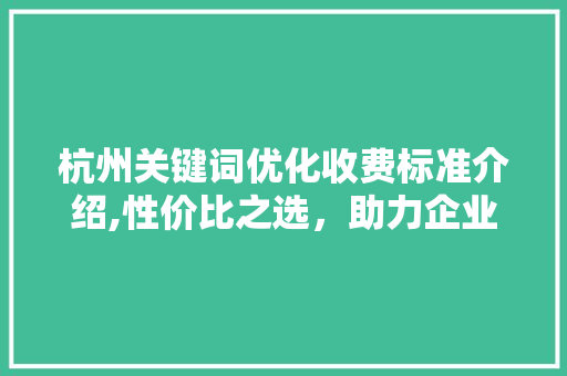 杭州关键词优化收费标准介绍,性价比之选，助力企业腾飞