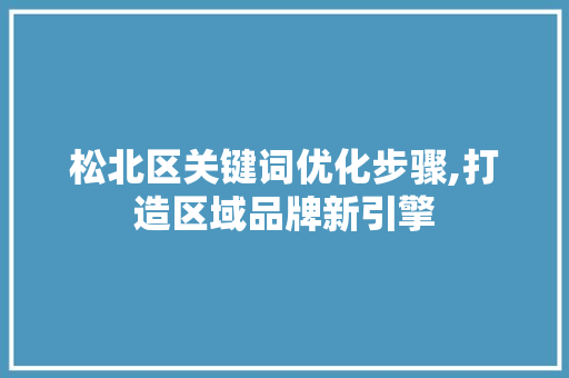 松北区关键词优化步骤,打造区域品牌新引擎