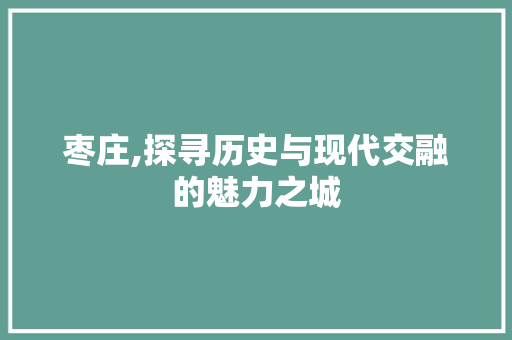 枣庄,探寻历史与现代交融的魅力之城