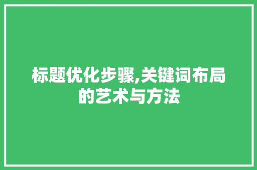 标题优化步骤,关键词布局的艺术与方法 网站建设