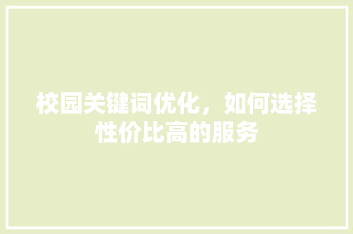 校园关键词优化，如何选择性价比高的服务 响应式设计