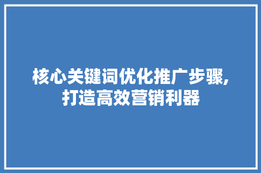 核心关键词优化推广步骤,打造高效营销利器 前端技术