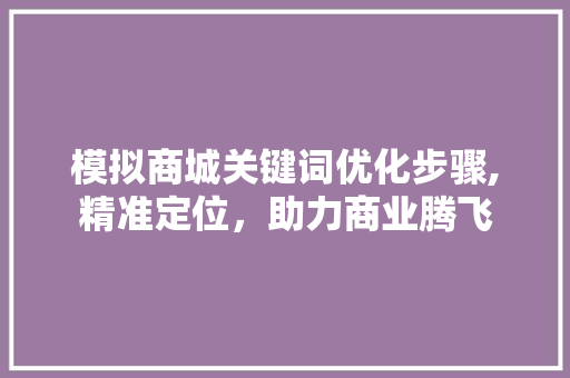 模拟商城关键词优化步骤,精准定位，助力商业腾飞