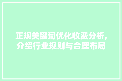 正规关键词优化收费分析,介绍行业规则与合理布局