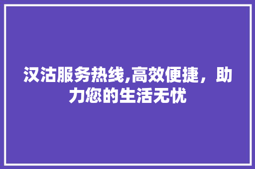 汉沽服务热线,高效便捷，助力您的生活无忧