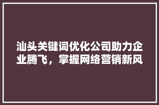 汕头关键词优化公司助力企业腾飞，掌握网络营销新风向