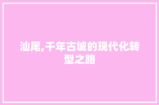 汕尾,千年古城的现代化转型之路