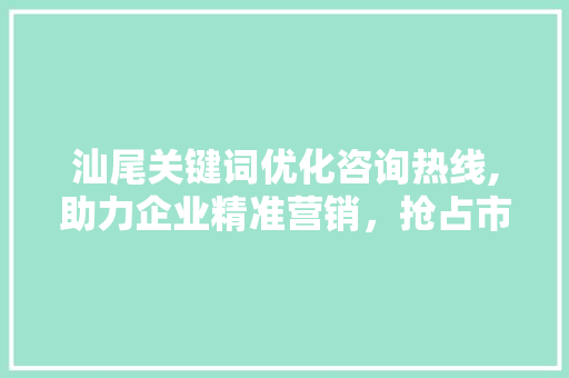 汕尾关键词优化咨询热线,助力企业精准营销，抢占市场先机
