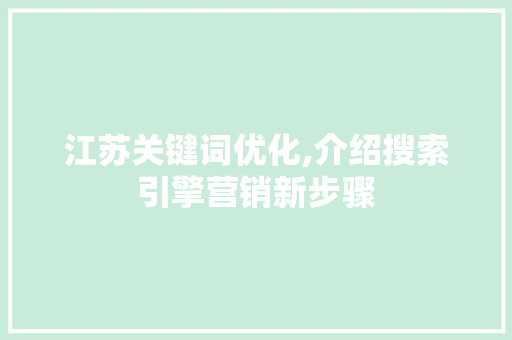 江苏关键词优化,介绍搜索引擎营销新步骤