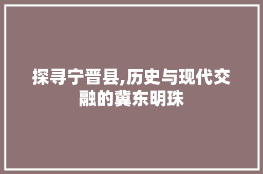 探寻宁晋县,历史与现代交融的冀东明珠
