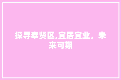 探寻奉贤区,宜居宜业，未来可期