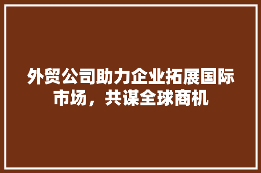 外贸公司助力企业拓展国际市场，共谋全球商机 缓存Redis
