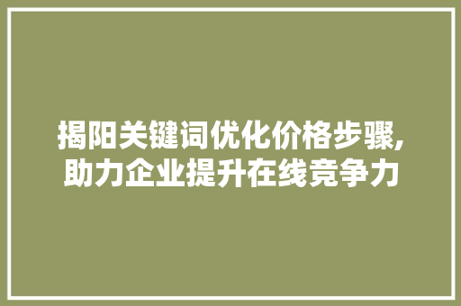 揭阳关键词优化价格步骤,助力企业提升在线竞争力