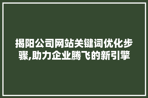 揭阳公司网站关键词优化步骤,助力企业腾飞的新引擎