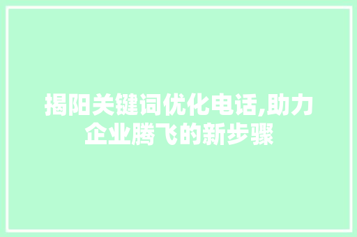 揭阳关键词优化电话,助力企业腾飞的新步骤