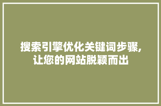 搜索引擎优化关键词步骤,让您的网站脱颖而出