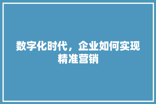 数字化时代，企业如何实现精准营销 市场营销范文