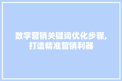 数字营销关键词优化步骤,打造精准营销利器