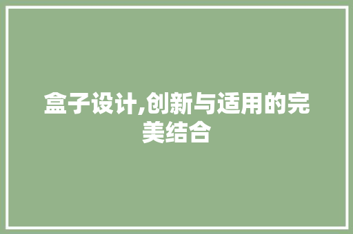 盒子设计,创新与适用的完美结合 前端技术