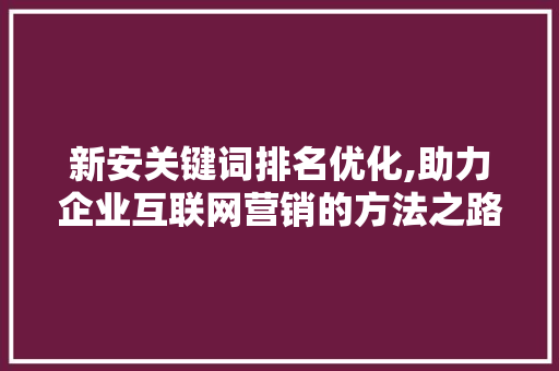 新安关键词排名优化,助力企业互联网营销的方法之路