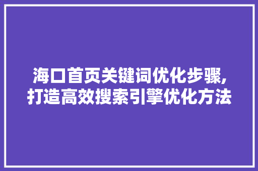 海口首页关键词优化步骤,打造高效搜索引擎优化方法