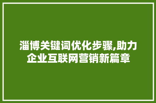 淄博关键词优化步骤,助力企业互联网营销新篇章