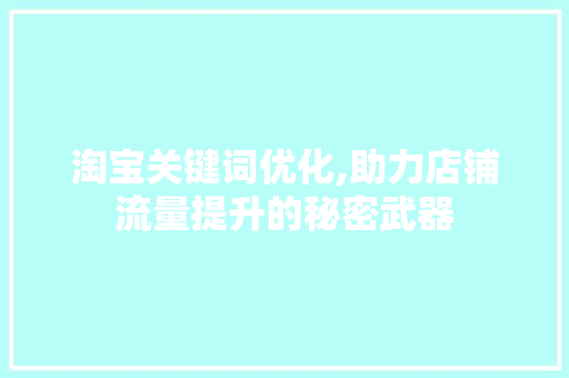 淘宝关键词优化,助力店铺流量提升的秘密武器