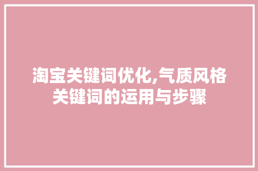 淘宝关键词优化,气质风格关键词的运用与步骤