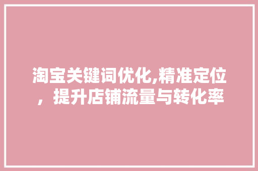 淘宝关键词优化,精准定位，提升店铺流量与转化率