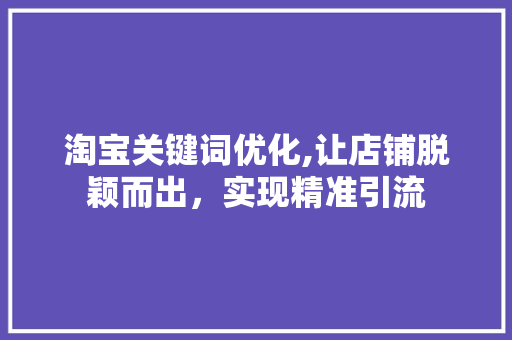 淘宝关键词优化,让店铺脱颖而出，实现精准引流