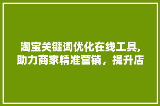 淘宝关键词优化在线工具,助力商家精准营销，提升店铺竞争力