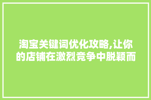 淘宝关键词优化攻略,让你的店铺在激烈竞争中脱颖而出