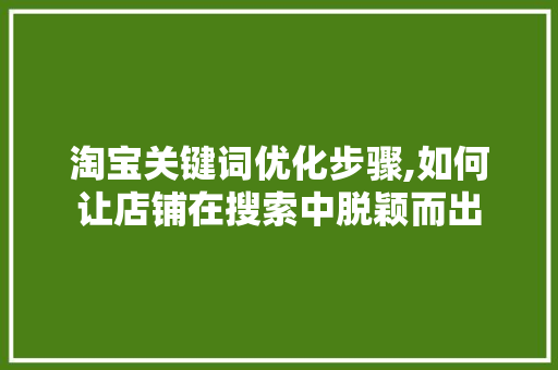 淘宝关键词优化步骤,如何让店铺在搜索中脱颖而出
