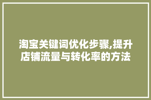 淘宝关键词优化步骤,提升店铺流量与转化率的方法