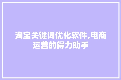 淘宝关键词优化软件,电商运营的得力助手