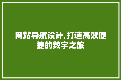 网站导航设计,打造高效便捷的数字之旅 项目报告