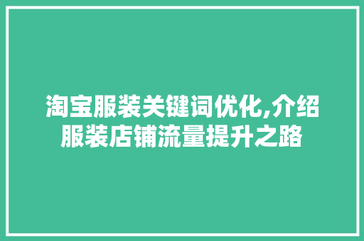 淘宝服装关键词优化,介绍服装店铺流量提升之路