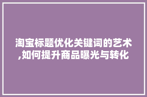 淘宝标题优化关键词的艺术,如何提升商品曝光与转化率