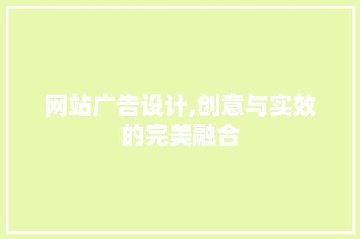 网站广告设计,创意与实效的完美融合